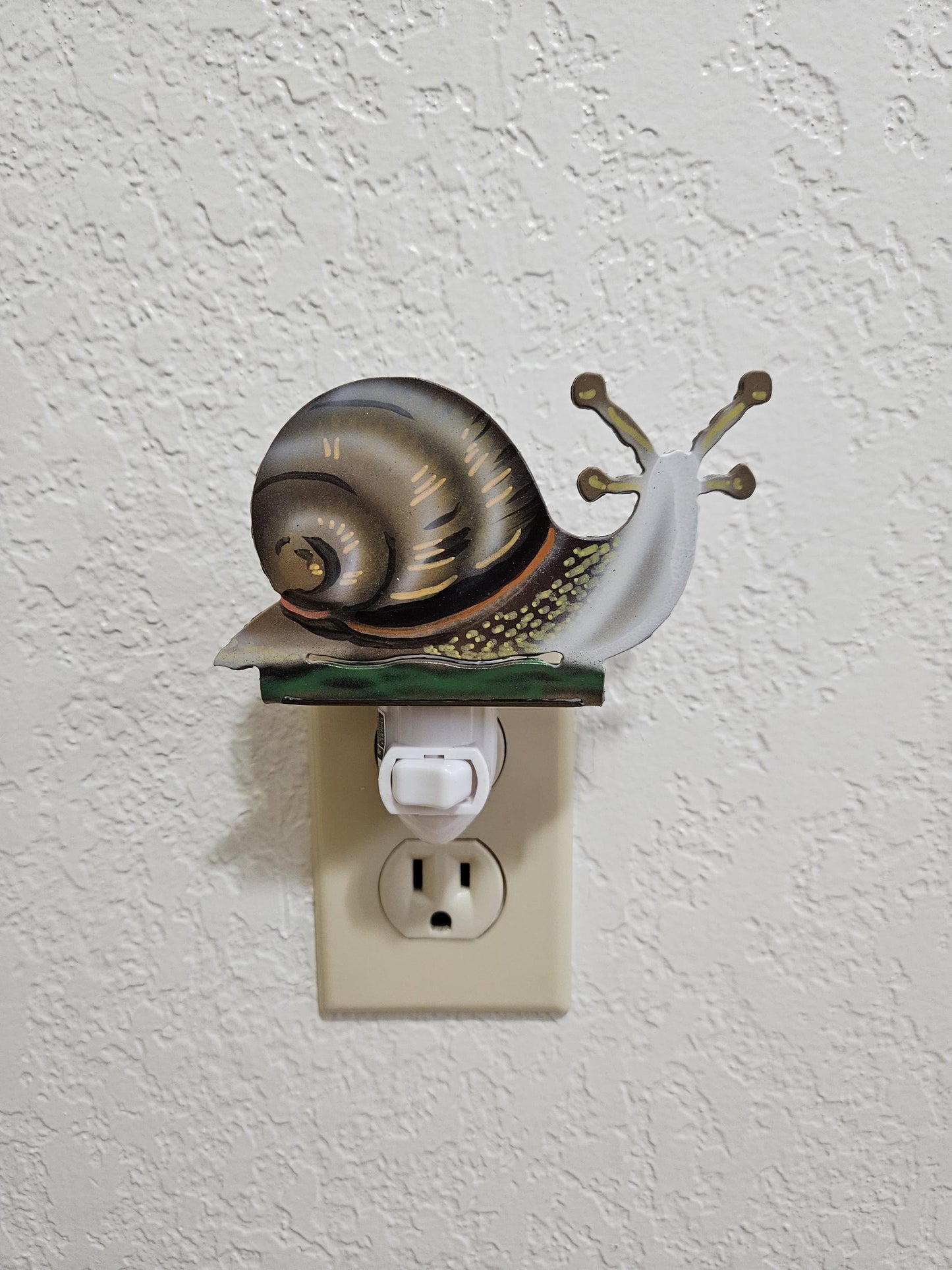 Garden Snail Art as a Night Light- made from durable, hand-painted steel