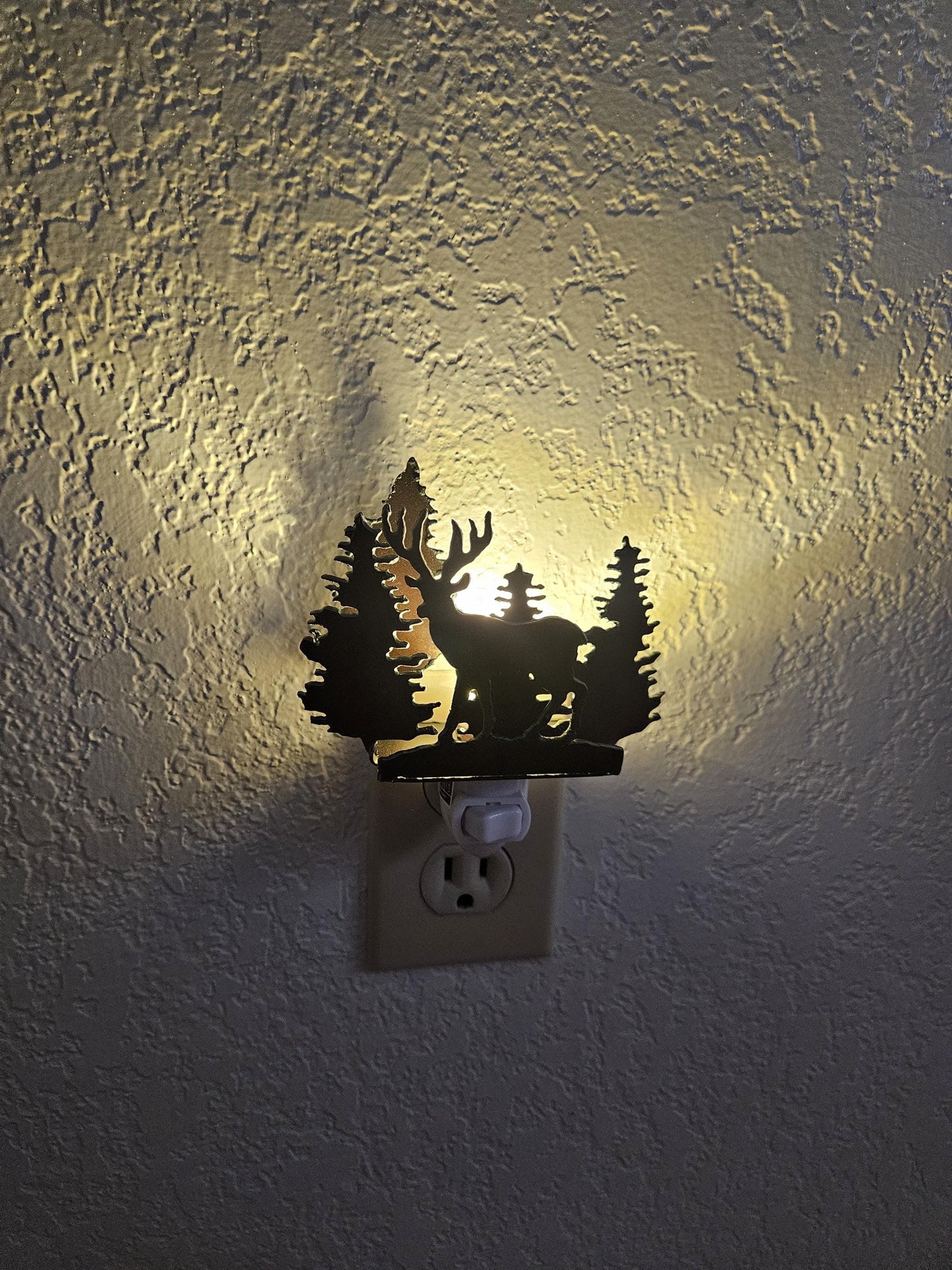 Deer Night Light with forest and scene made out of rusted steel