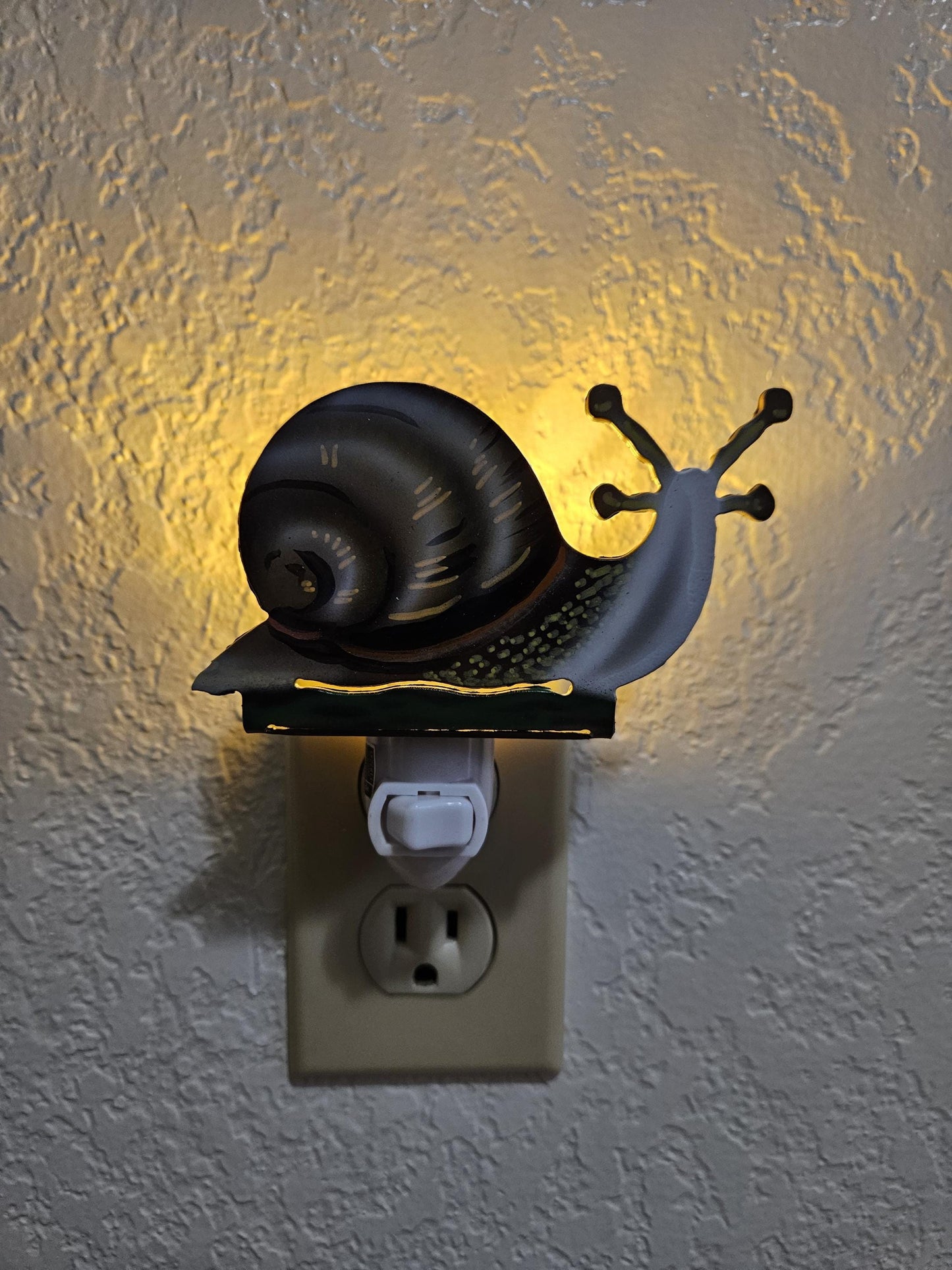 Garden Snail Art as a Night Light- made from durable, hand-painted steel