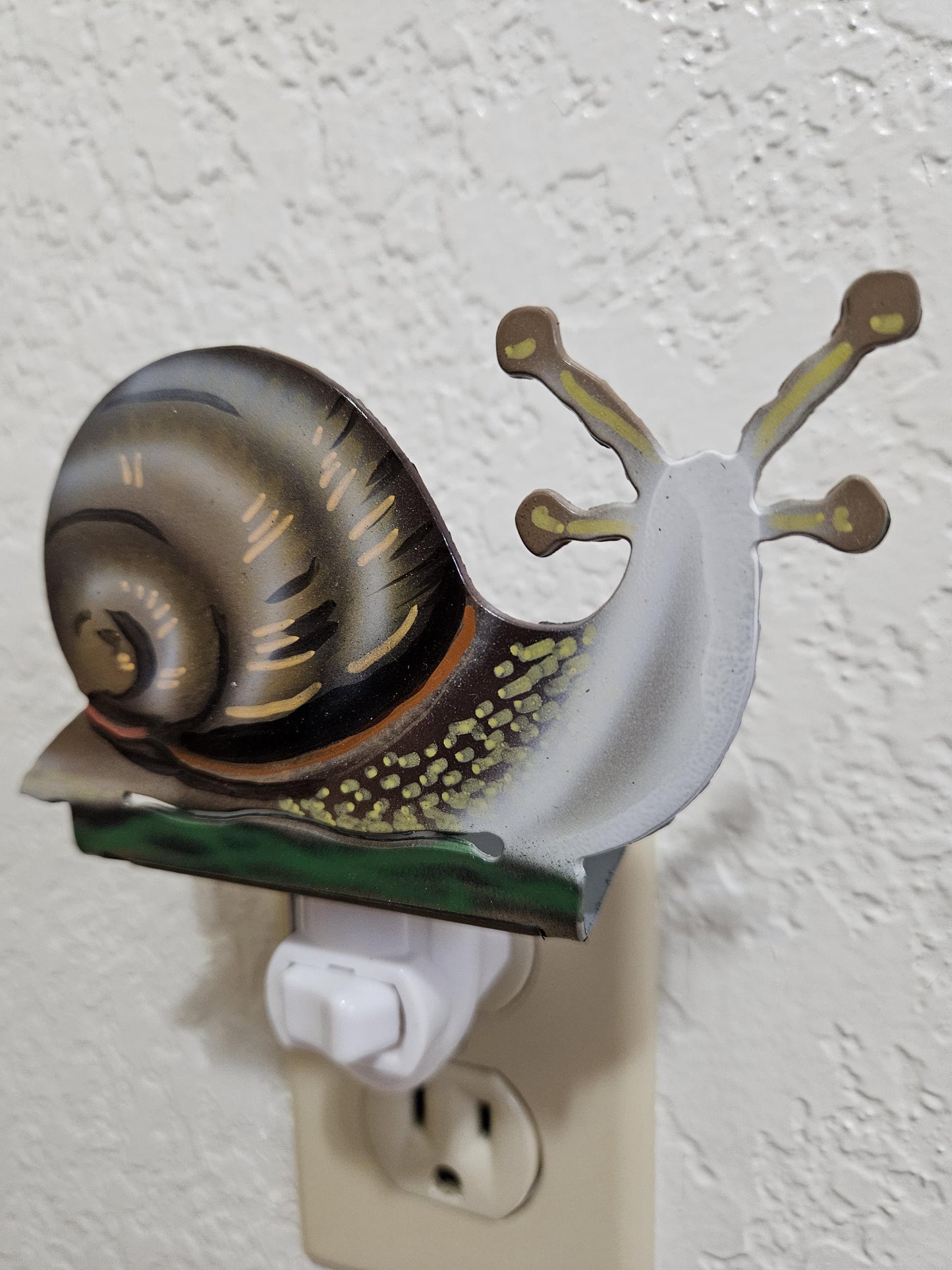 Garden Snail Art as a Night Light- made from durable, hand-painted steel