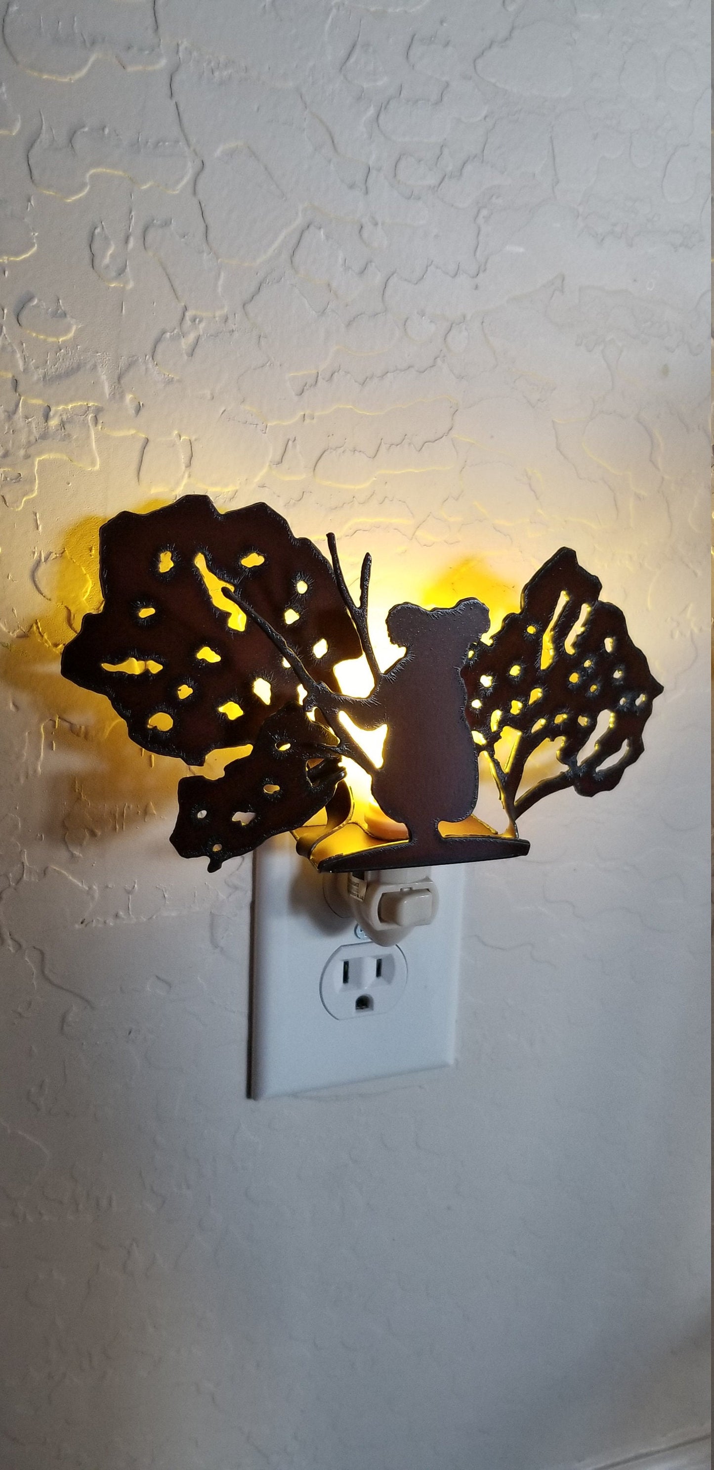 Koala in Eucalyptus Tree Night Light made out of rusted steel Australia Gift