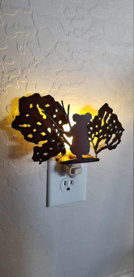 Koala in Eucalyptus Tree Night Light made out of rusted steel Australia Gift