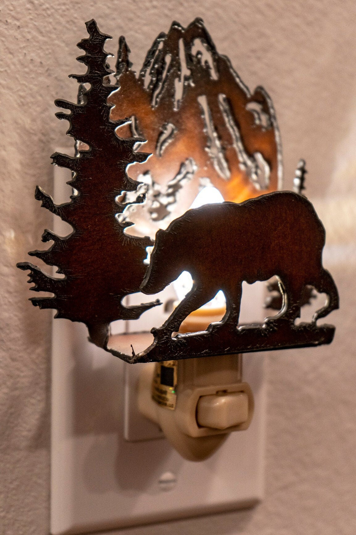 Bear Night Light made out of Rustic Steel