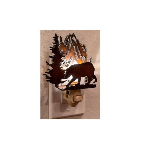 Bear Night Light made out of Rustic Steel